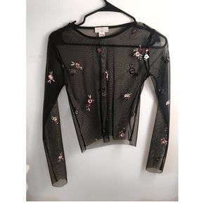 Sheer floral long sleeve